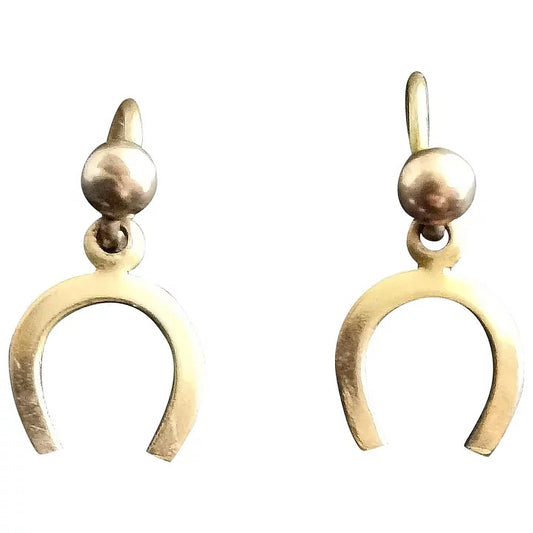 Antique 9ct yellow gold horseshoe earrings, Dainty, Victorian