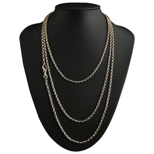 Antique 9ct gold longuard chain necklace, muff chain