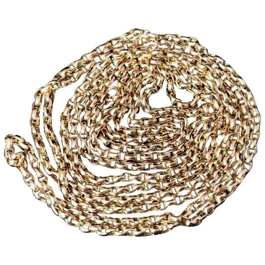 Antique 9ct gold longuard chain necklace, Victorian