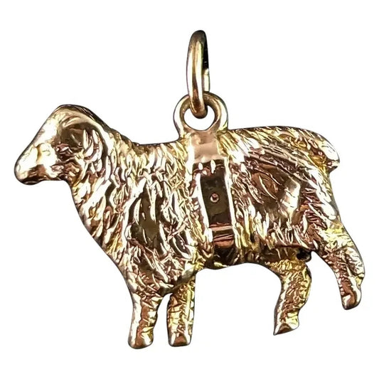 Antique 9ct gold prize sheep charm, pendant