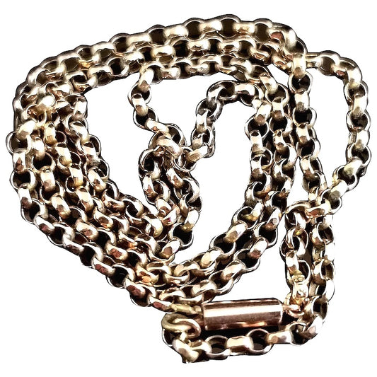 Antique 9ct gold Belcher link chain necklace, Edwardian