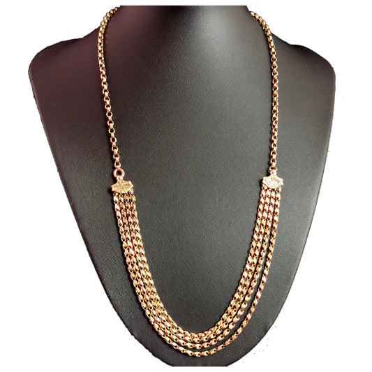 Antique 9ct gold swag necklace, fancy link chain