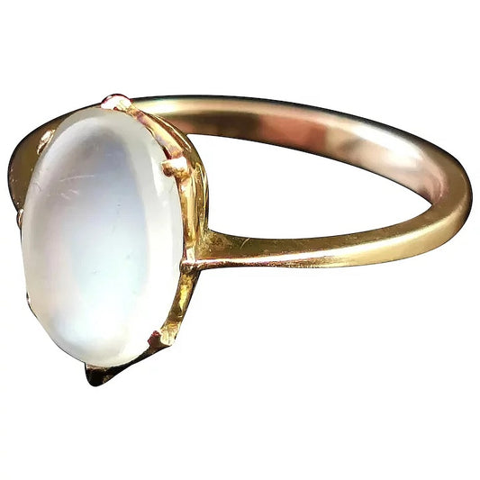 Antique Art Deco Moonstone cabochon ring, 9ct yellow gold