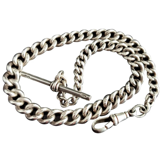 Antique Art Deco silver Albert chain, watch chain