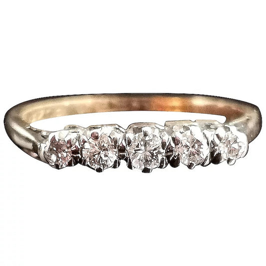 Antique Diamond half hoop ring, five stone, 18ct gold