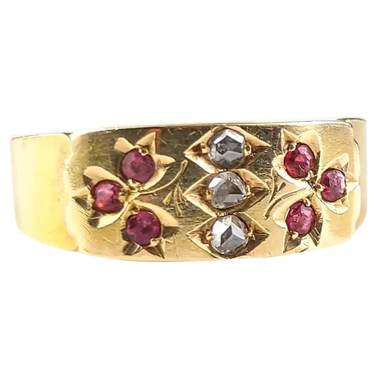 Antique Diamond and paste Shamrock ring, 18ct gold, Victorian