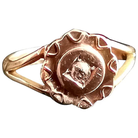 Antique diamond signet ring, 18ct gold
