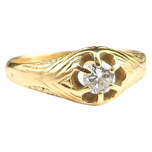 Antique Diamond solitaire ring, 18ct yellow gold