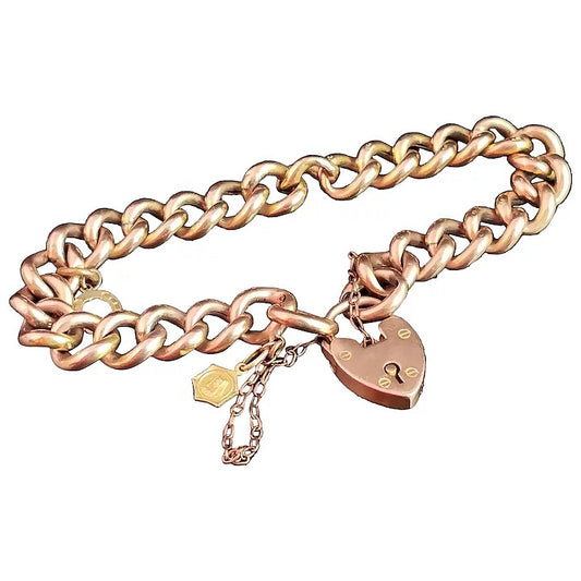 Antique Edwardian 9ct gold curb link bracelet