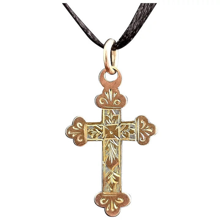 Antique Edwardian 9ct Rose gold Cross pendant