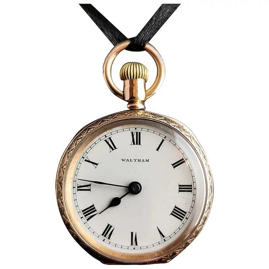 Antique Edwardian ladies Fob watch, gold plated, Waltham
