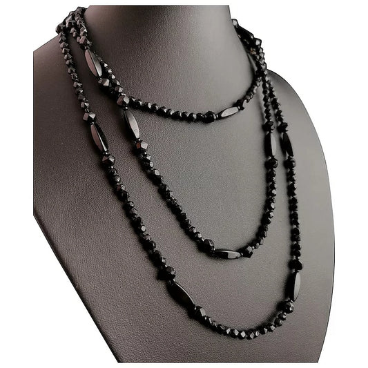 Antique French jet sautoir necklace, Edwardian