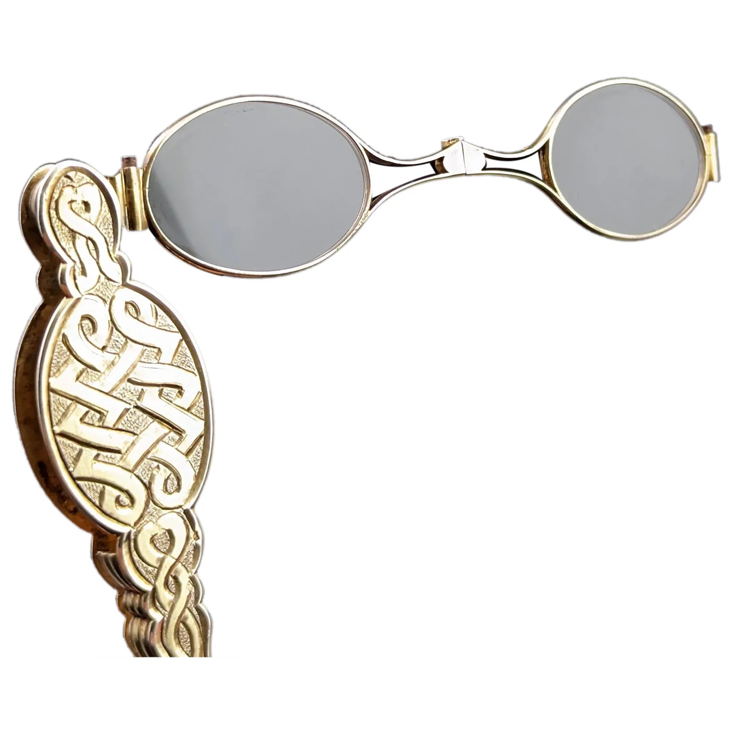 Antique French silver gilt lorgnettes, spectacles, Art Nouveau