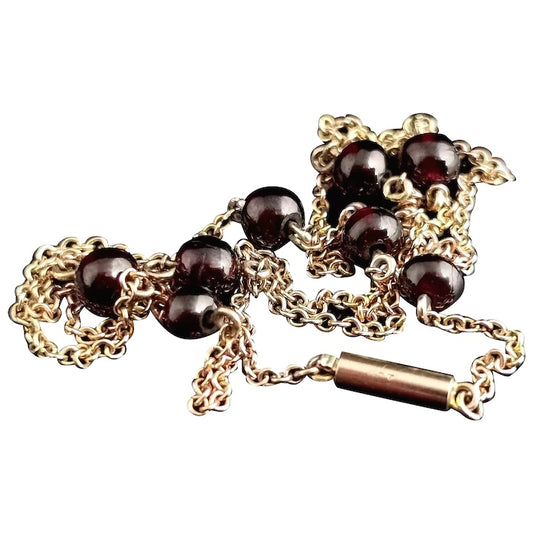 Antique Garnet Station necklace, 9ct gold