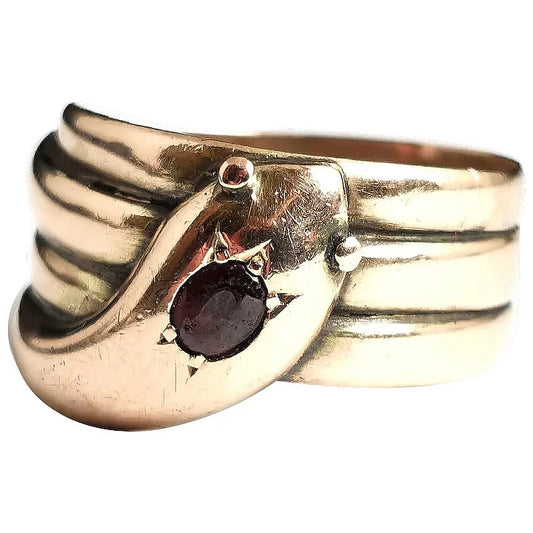 Antique Garnet snake ring, 9ct Rose gold