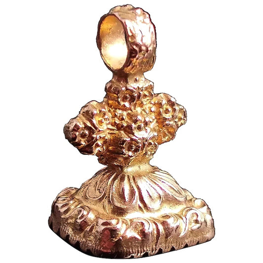 Antique Georgian seal fob, 9ct gold, Forget me not flowers, Samuel
