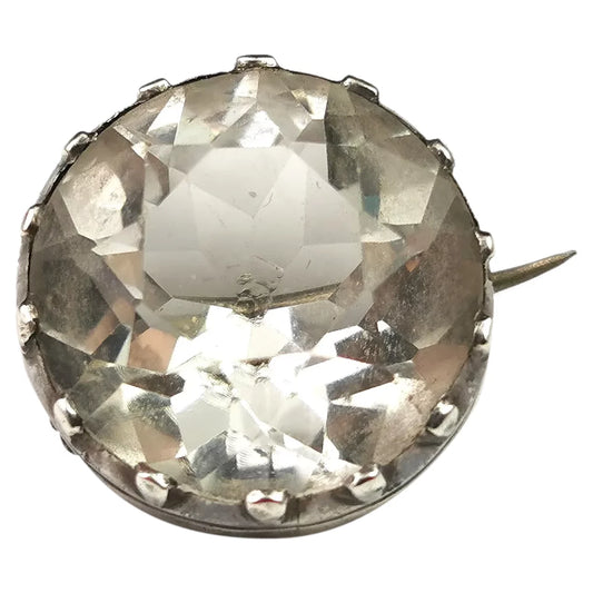 Antique Georgian paste brooch, silver, Lace pin