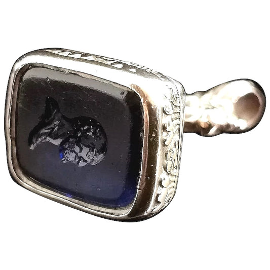 Antique Georgian seal fob, Portrait, gold plated