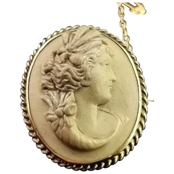 Antique Lava Cameo brooch, 19th century