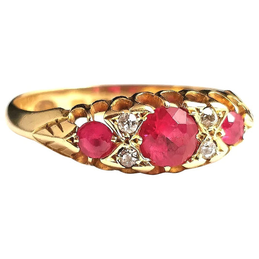 Antique Ruby and Diamond ring, 18ct gold, Edwardian