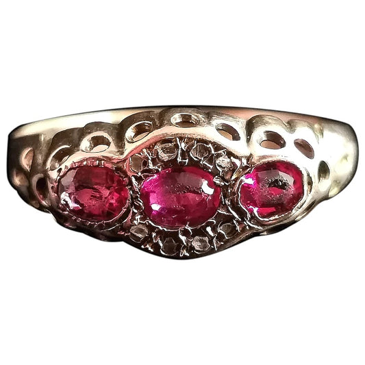 Antique Ruby paste and diamond ring, 9ct gold