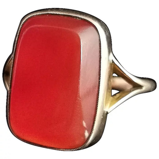 Antique Scottish Carnelian seal ring, 9ct gold, signet ring