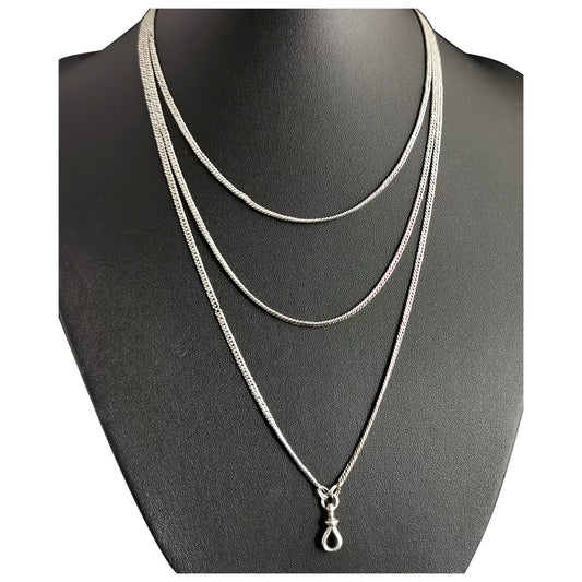 Antique sterling silver longuard chain, Edwardian