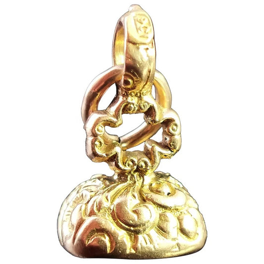 Antique Victorian 9ct gold Carnelian seal fob, Soldier