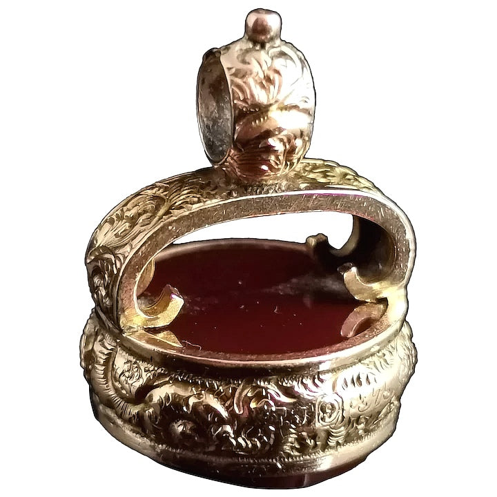 Antique Victorian 9ct gold Carnelian seal fob