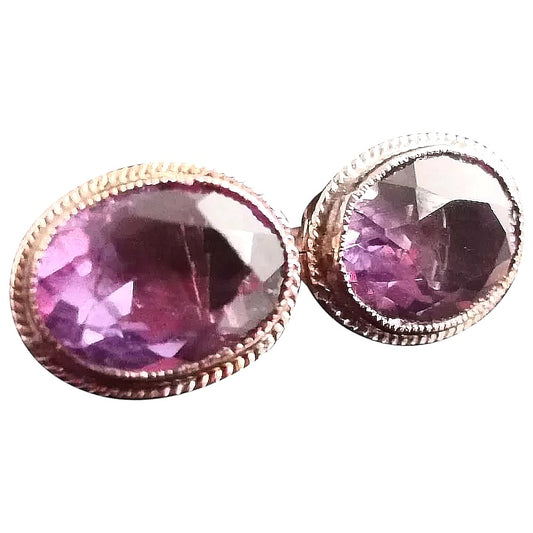 Antique Victorian 9ct gold Amethyst stud earrings