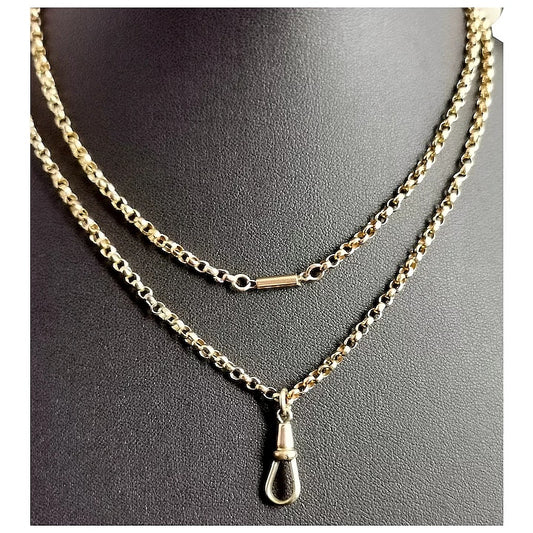 Antique Victorian 9ct gold Belcher link chain necklace, dog clip