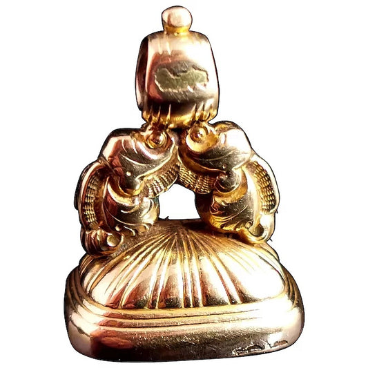 Antique Victorian Bloodstone seal fob, pendant, gold plated