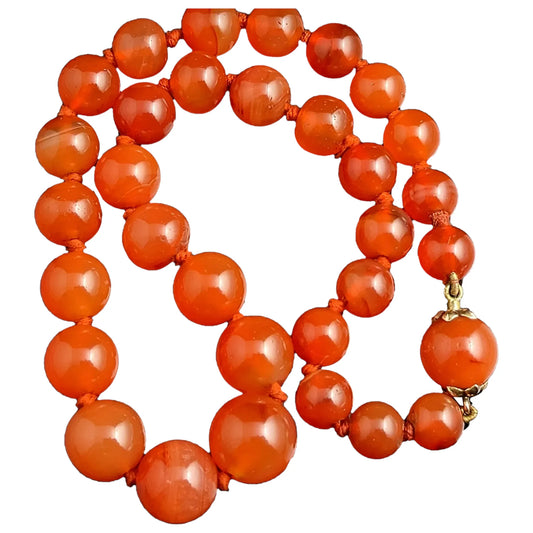 Antique Victorian Carnelian bead necklace, 9ct gold
