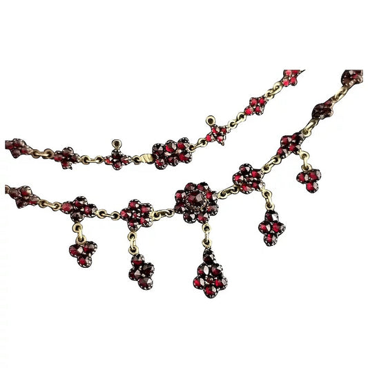 Antique Victorian Bohemian Garnet drop necklace
