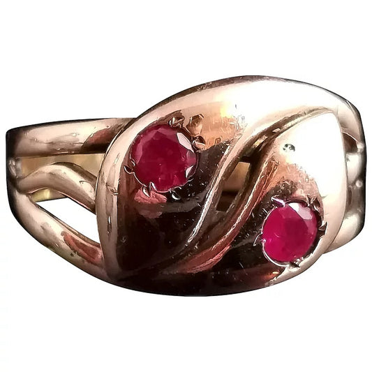 Antique Victorian Ruby snake ring, 9ct gold