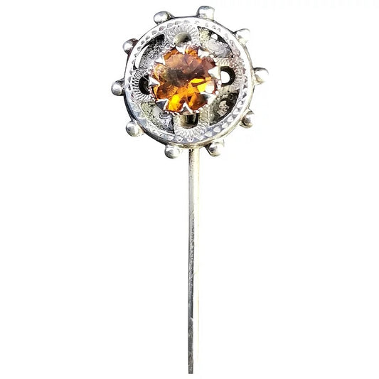 Antique Victorian Scottish silver and citrine stick pin