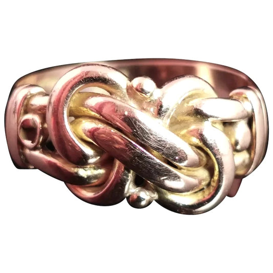 Antique Victorian lovers knot ring, 9ct gold