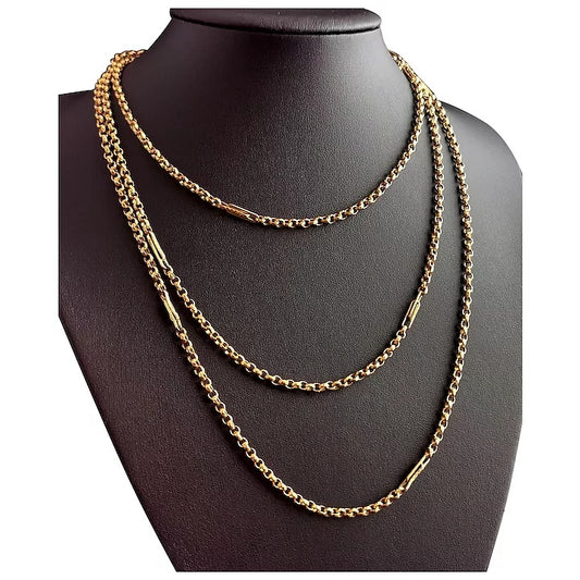 Antique Victorian longuard chain necklace, muff chain