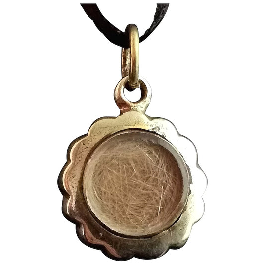 Antique Victorian mourning pendant, hairwork, charm