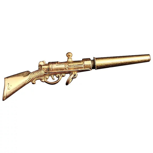 Antique Victorian novelty pocket watch key pendant, Rifle design