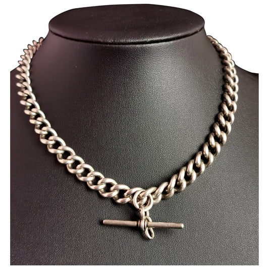Antique Victorian silver Albert chain, watch chain