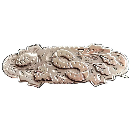 Antique Victorian silver Double horseshoe brooch