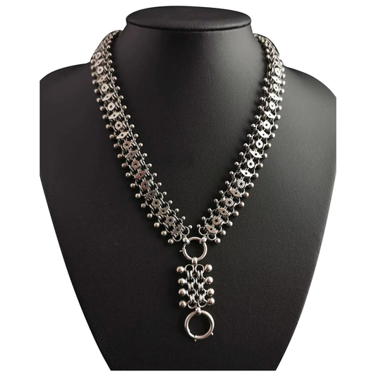 Antique Victorian silver book chain necklace Aesthetic era