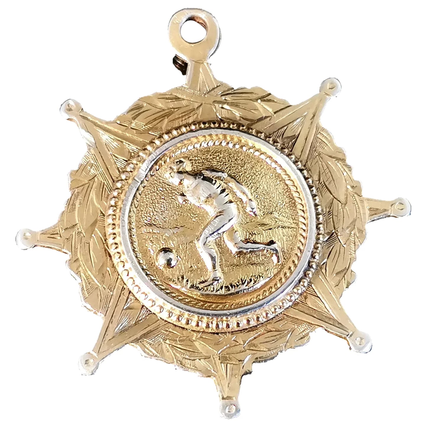 Antique Victorian silver gilt Fob medal, pendant, Football