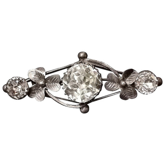 Antique Victorian silver and paste Shamrock brooch