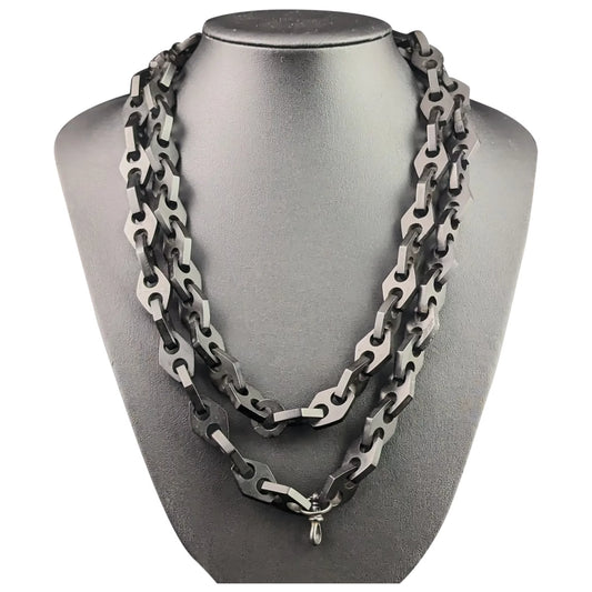 Antique Vulcanite longuard chain necklace, mourning