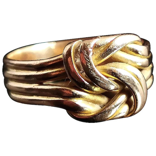 Antique lovers knot ring, 18ct yellow gold, Edwardian