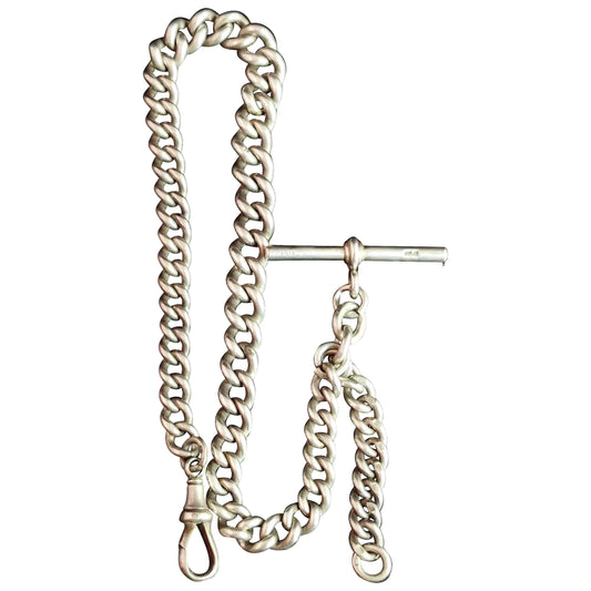 Antique silver albert chain, watch chain, Victorian