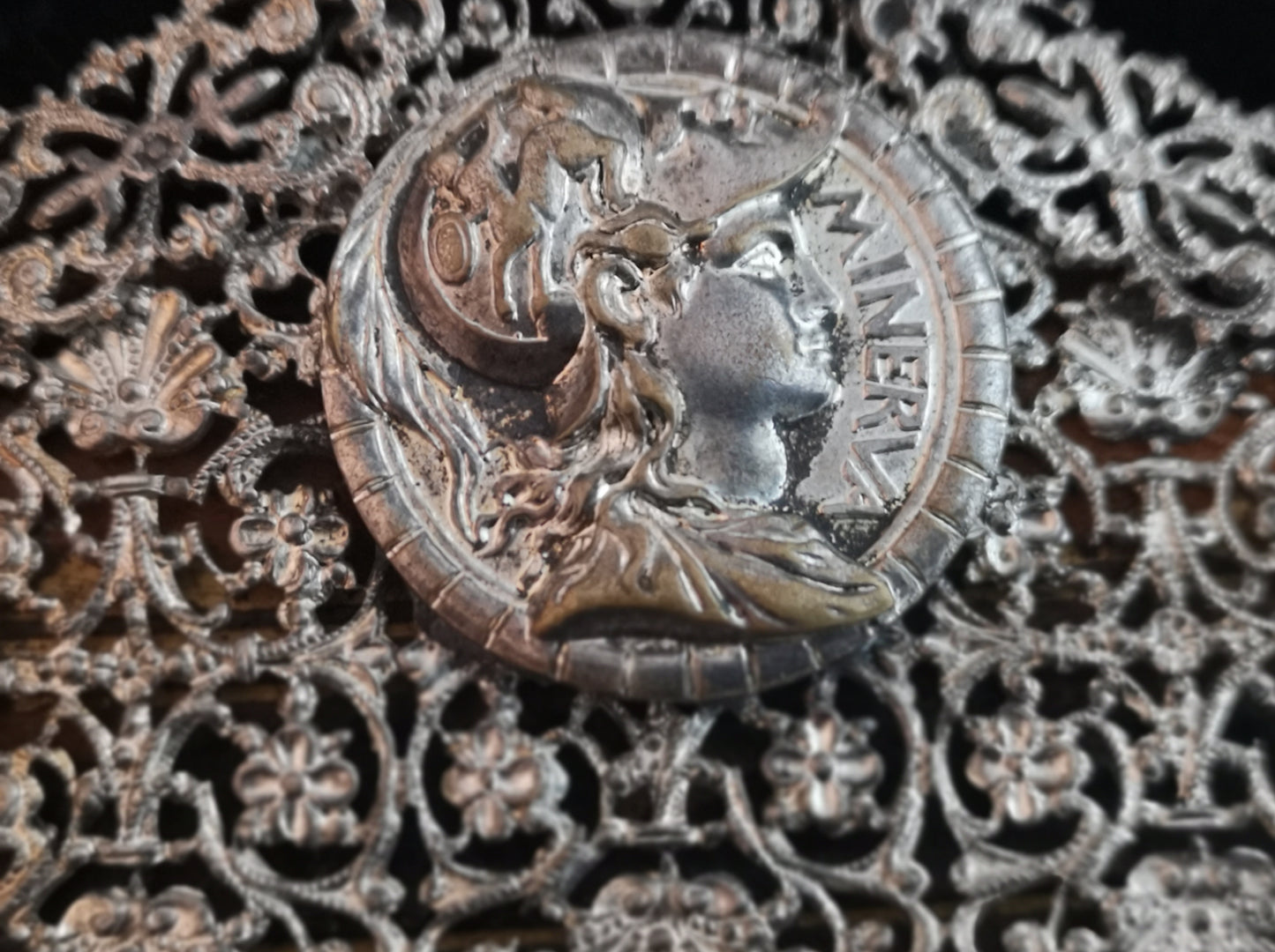 Antique silver plated chatelaine, Art Nouveau