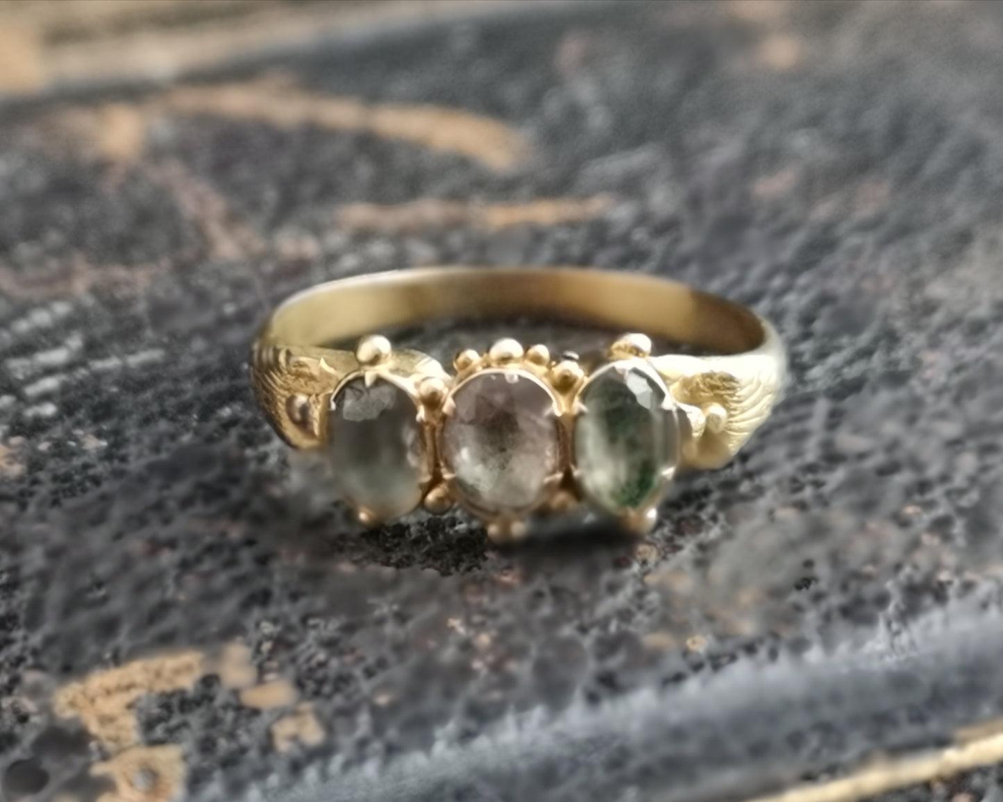 Antique Victorian gold paste ring, trilogy